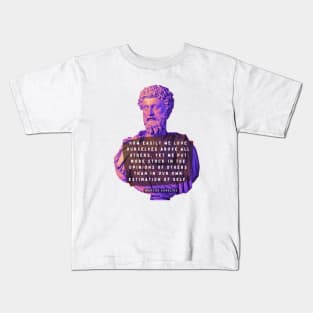 Marcus Aurelius portrait and quote: How easily we love ourselves above all others Kids T-Shirt